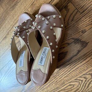 Jimmy Choo Dovina 100 Wedge Espadrille Slide Sandal Sz 37.5 (7)